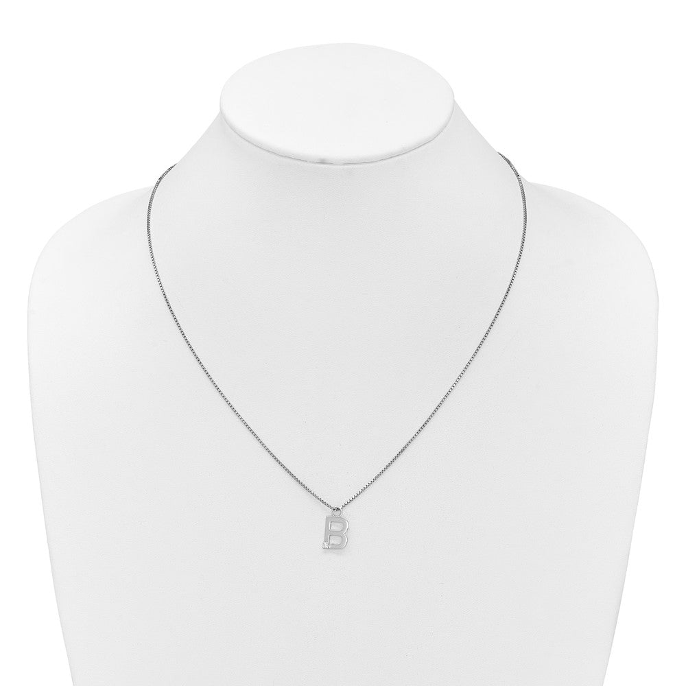 White Ice Sterling Silver Rhodium-plated 18inch Diamond Letter B Initial Necklace plus 2 inch Extender 18 Inches