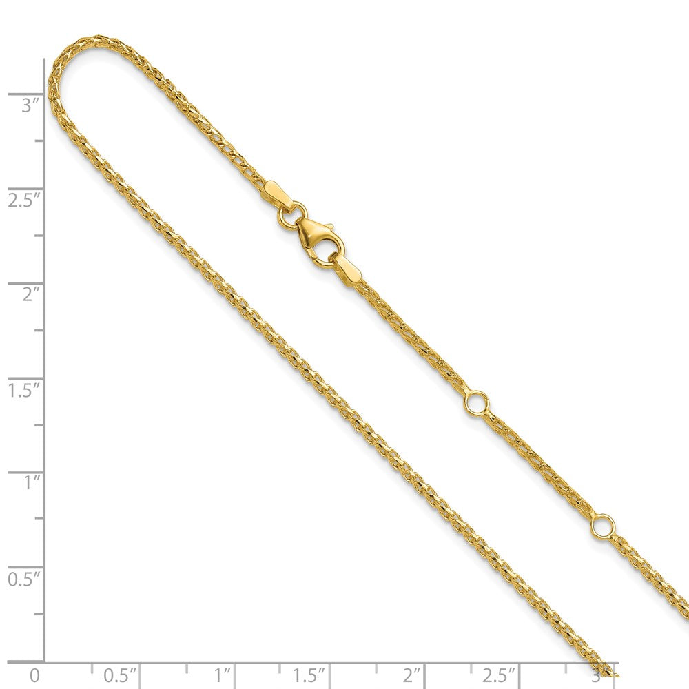 14K 1.65mm D/C Open Franco 1in+1in Adjustable Chain