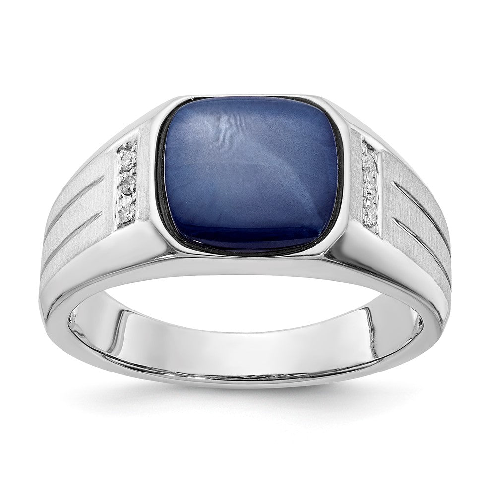 Sterling Silver ANT Created Blue Star & Diamond Ring