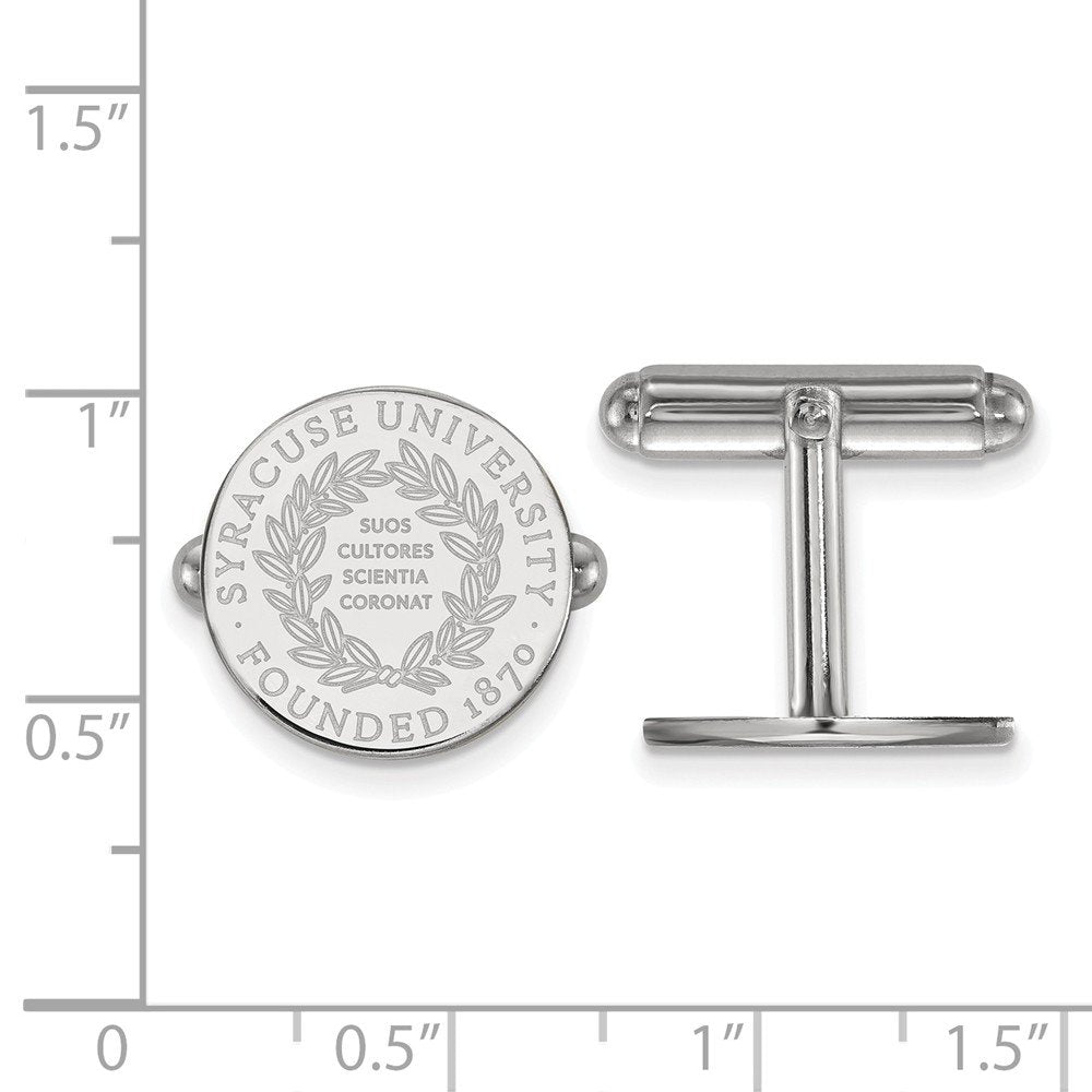 Sterling Silver Rhodium-plated LogoArt Syracuse University Crest Cuff Links QSS041SYU