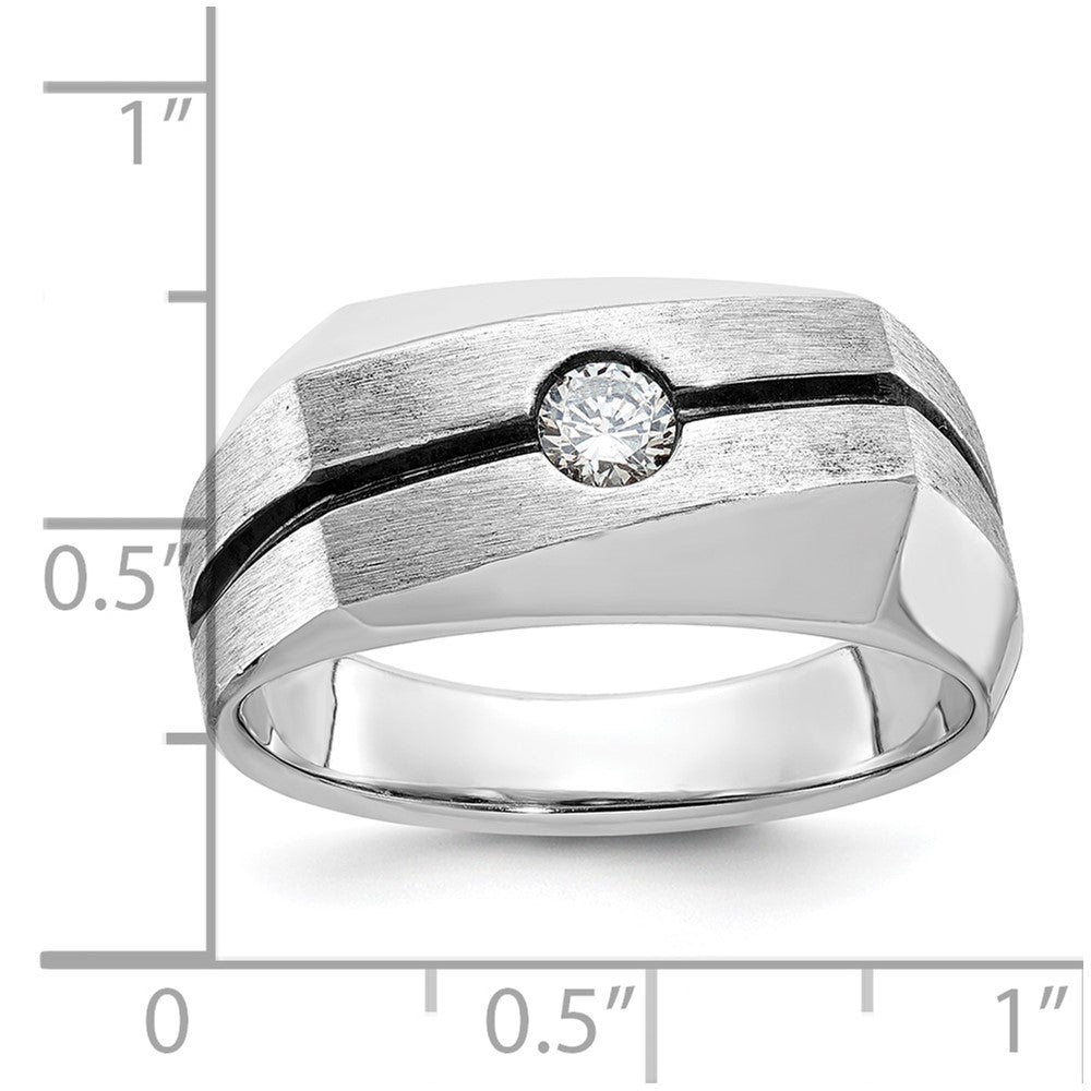 14k White Gold with Black Rhodium IBGoodman Men's Satin 1/5 carat Diamond Complete Ring