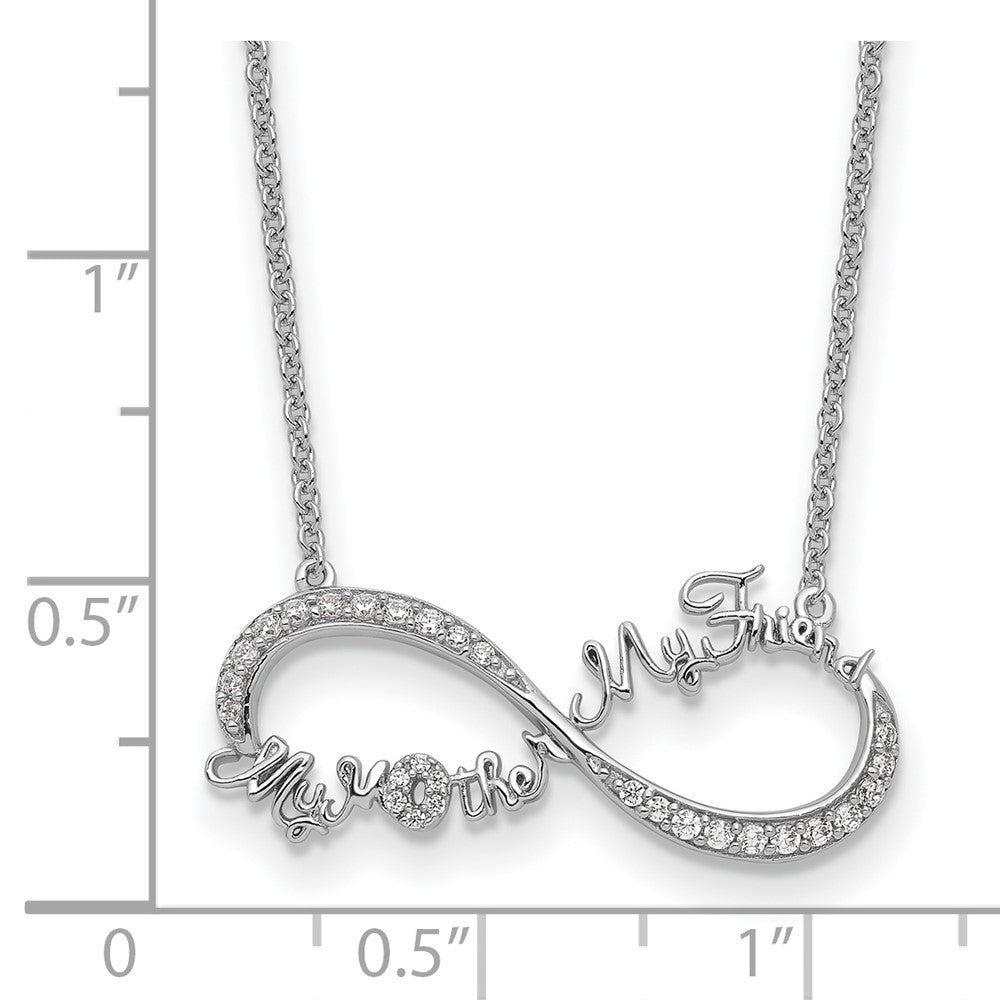 Sentimental Expressions Sterling Silver Rhodium-plated CZ My Mother My Friend 18in Necklace 18 Inches
