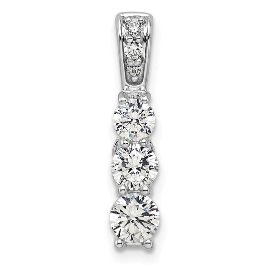 14k White Gold 1 carat Lab Grown Diamond VS/SI+ G+ Three Stone Chain Slide Pendant