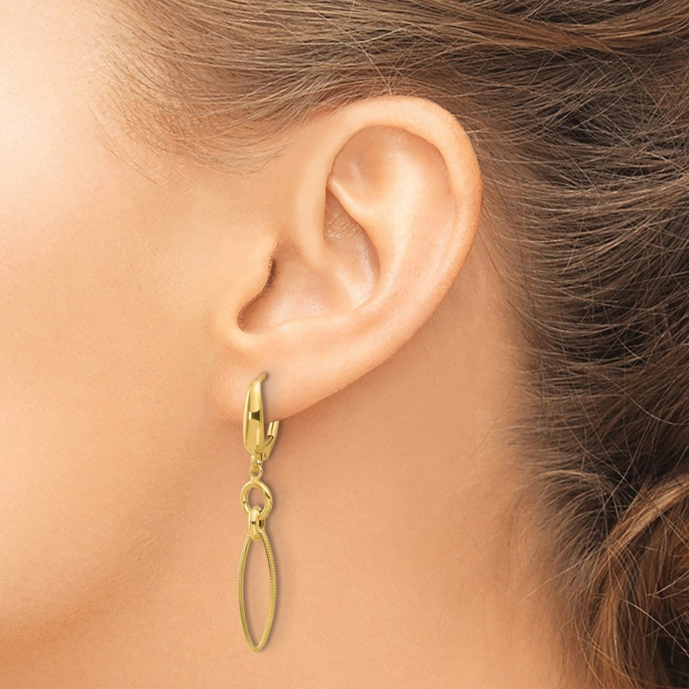 14K Polished and Diamond-cut Dangle Earrings