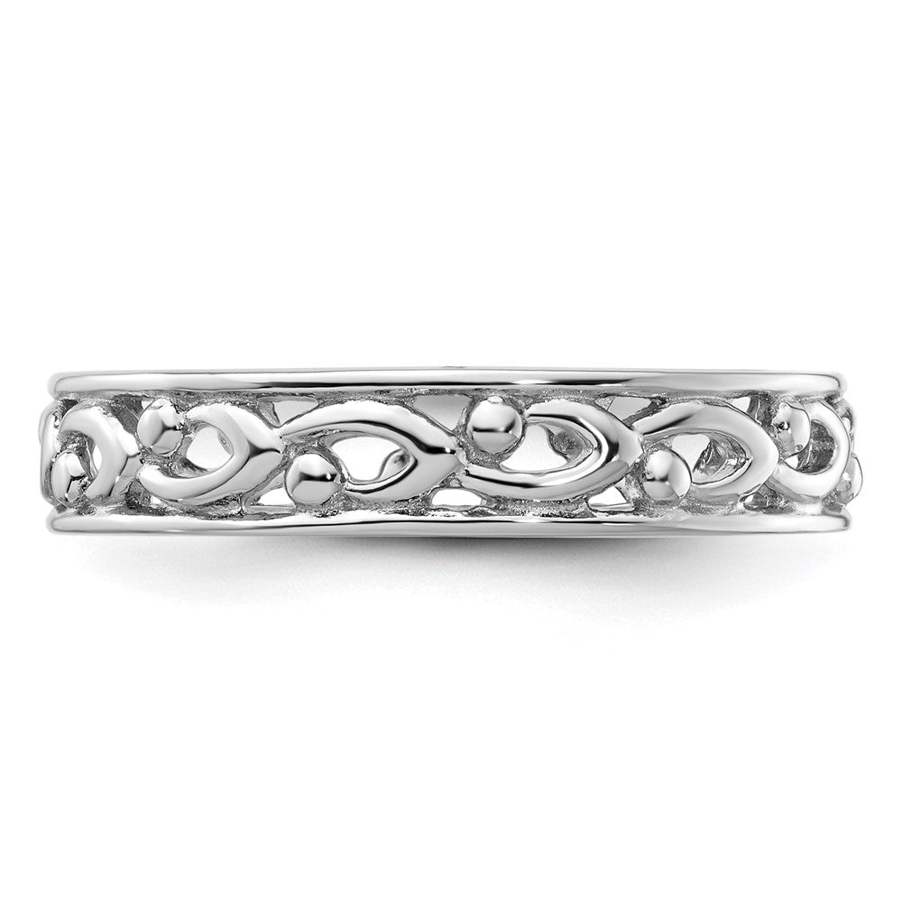 Sterling Silver Stackable Expressions Carved Ring Size -5