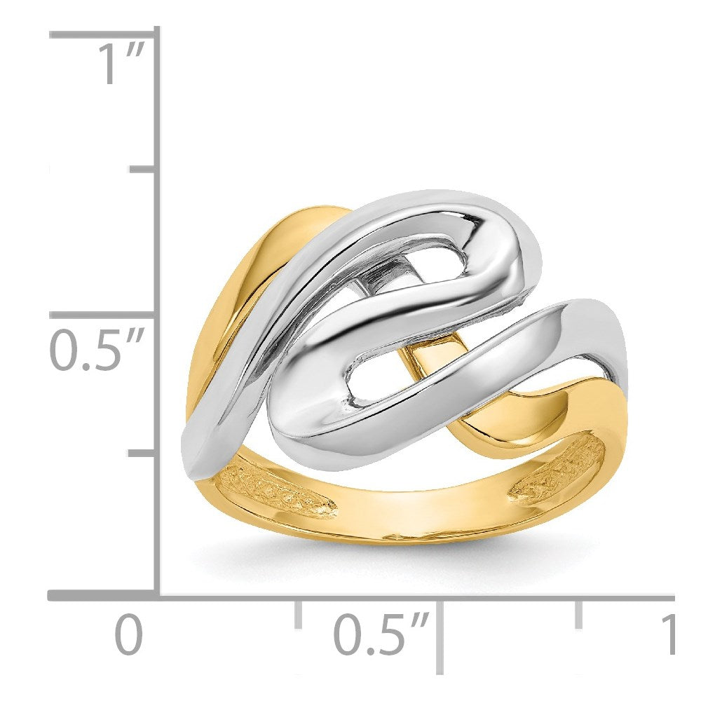 14K Two-Tone Swirl Ring Size 6