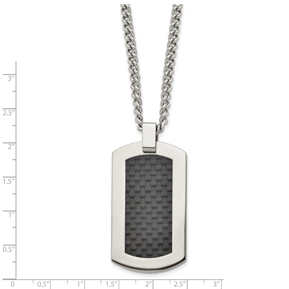 Titanium Polished w/Black Carbon Fiber Inlay 24in Necklace