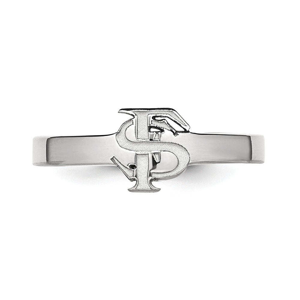 Sterling Silver Rhodium-plated LogoArt North Carolina State University N-C-S Small Pendant 18 inch Necklace QSS015NCS-18