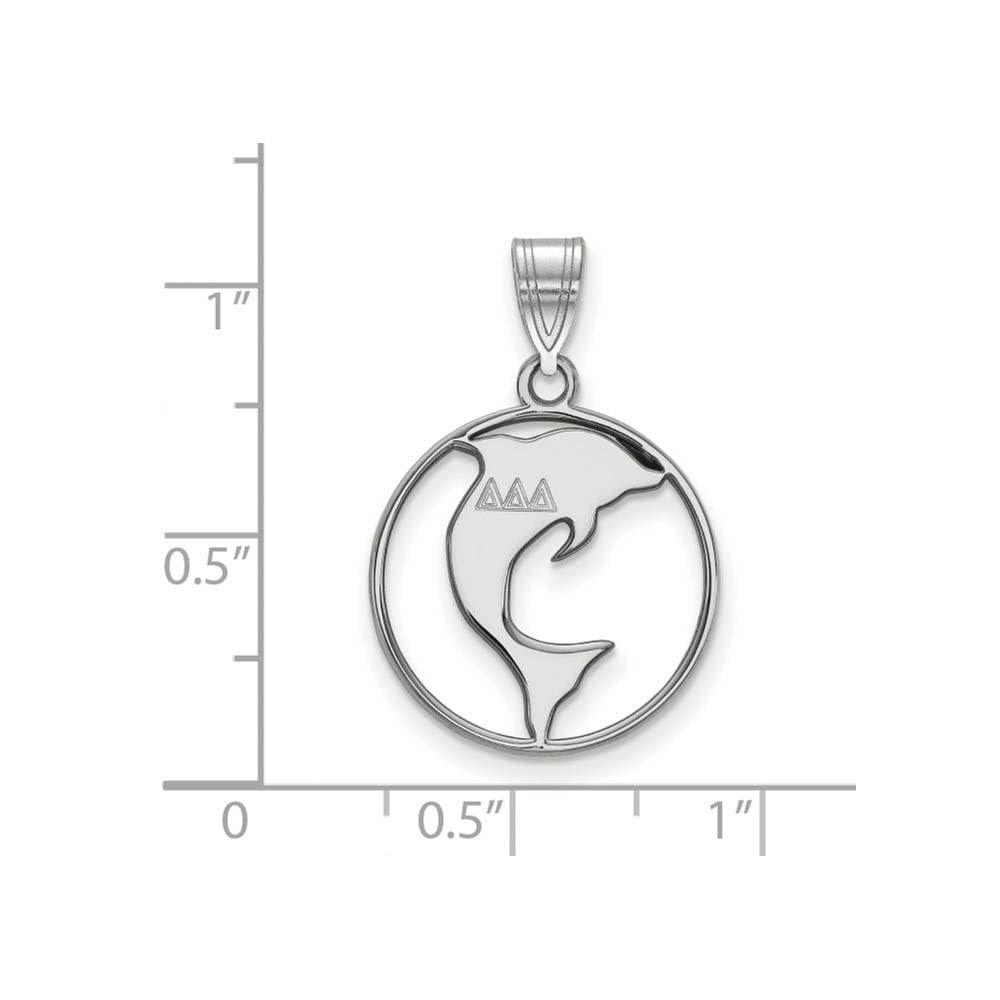 Sterling Silver Official Licensed Greek Sororities Delta Delta Delta (???) Small Circle Pendant
