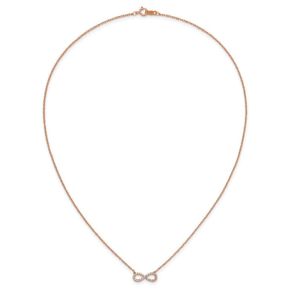 10k Rose Gold Polished Diamond Infinity Symbol 18 inch Necklace