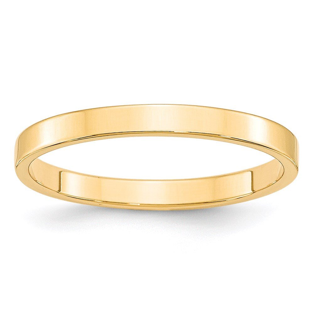 14k Yellow Gold 2.5mm Lightweight Flat Wedding Band Size 8