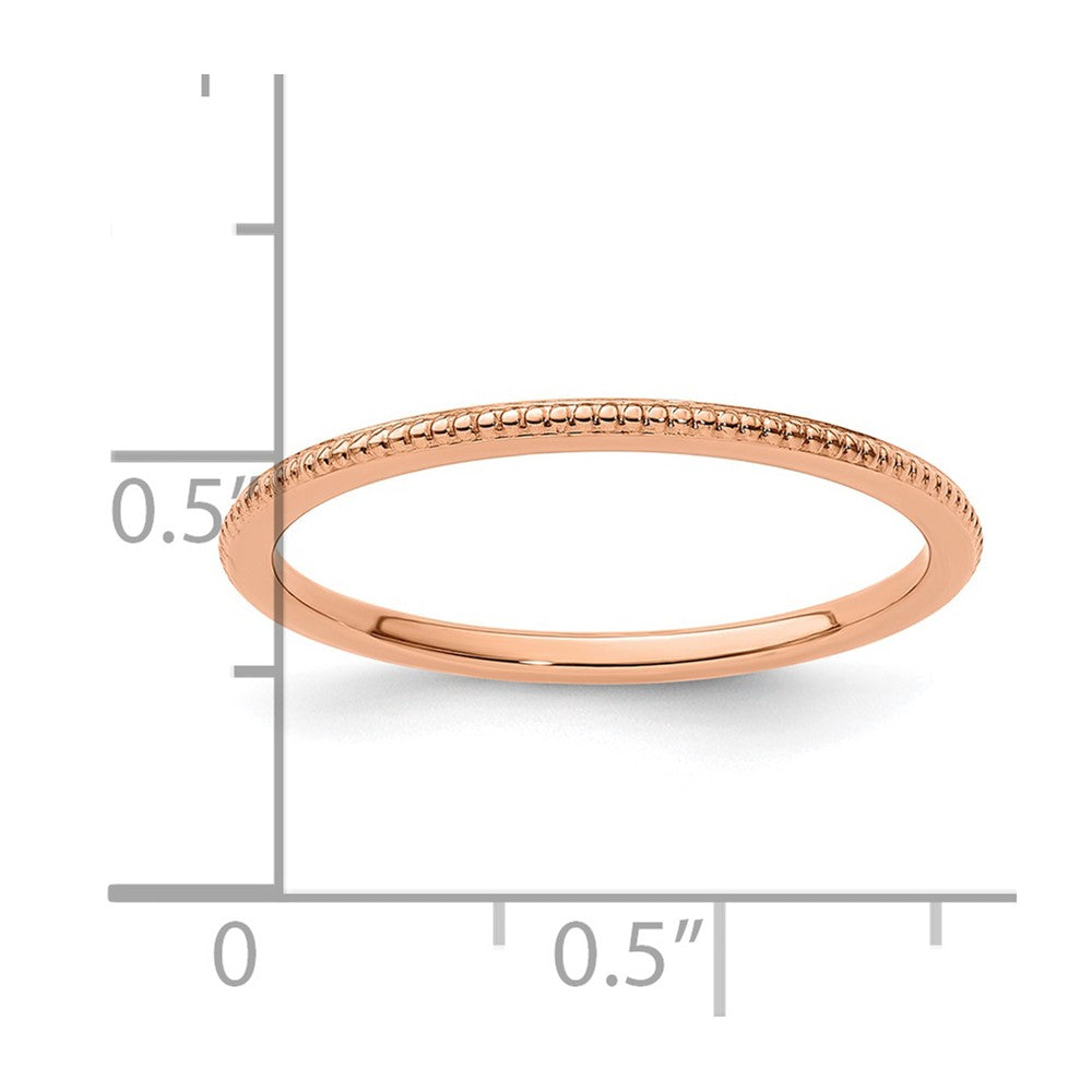 10K Rose Gold 1.2mm Beaded Stackable Band Size 7