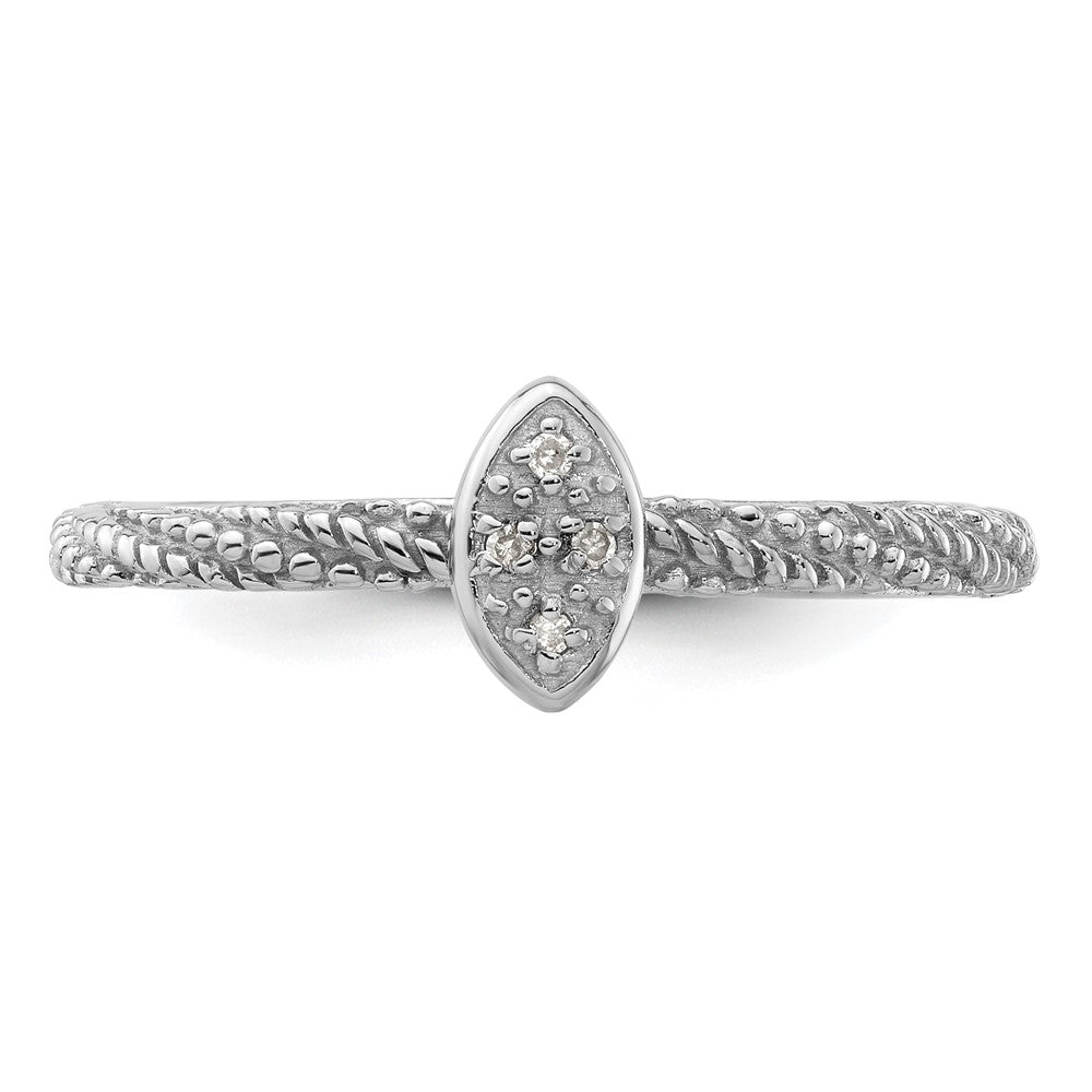 Sterling Silver Diamond Stackable Expressions Textured Ring Size -6