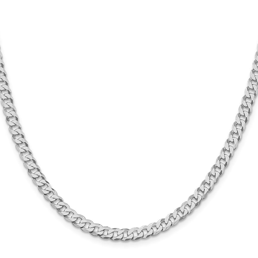 Sterling Silver Rhodium-plated 5mm Beveled Curb Chain 22 Inches