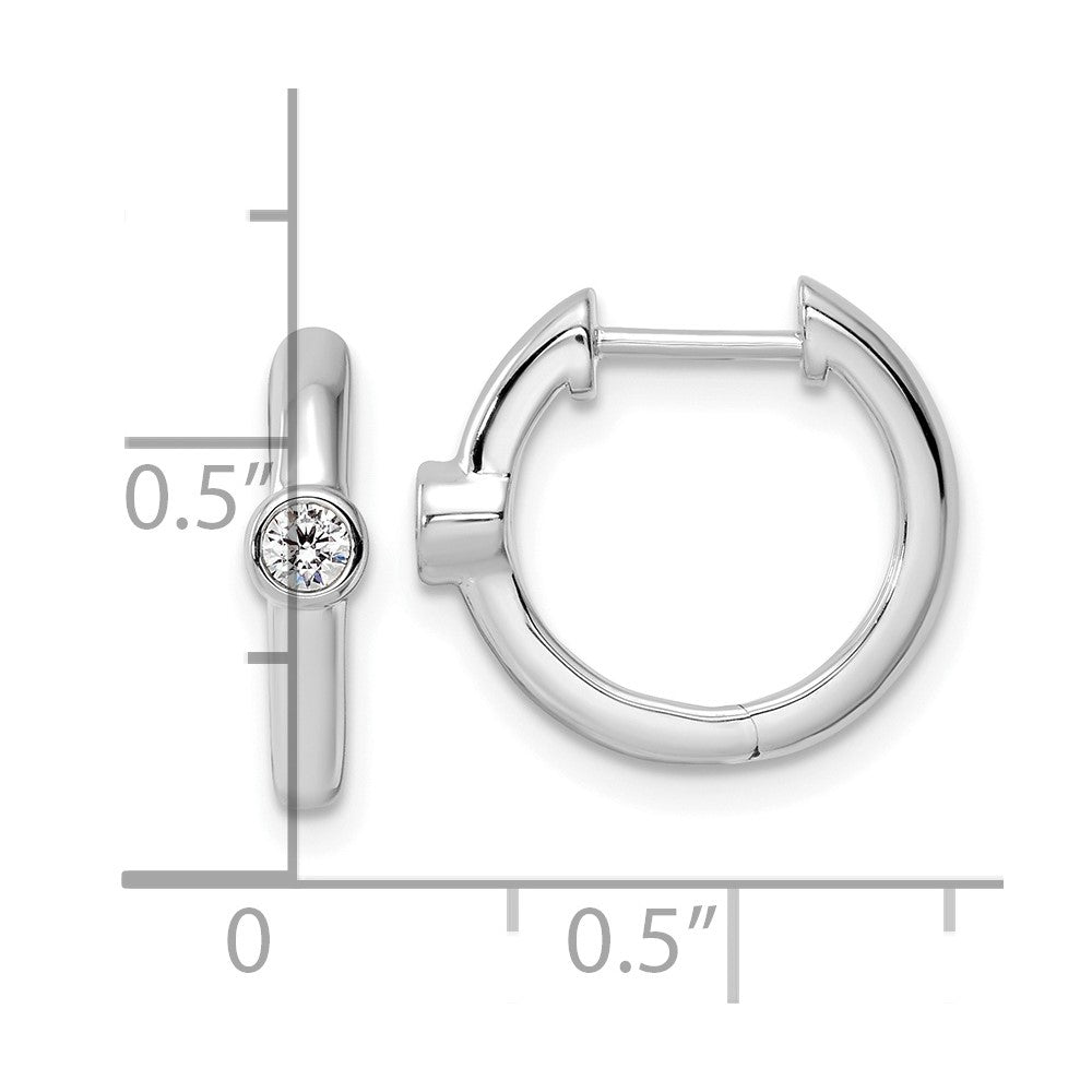 True Origin 14k White Gold 1/8 carat Lab Grown Diamond VS DEF Hinged Hoop Earrings