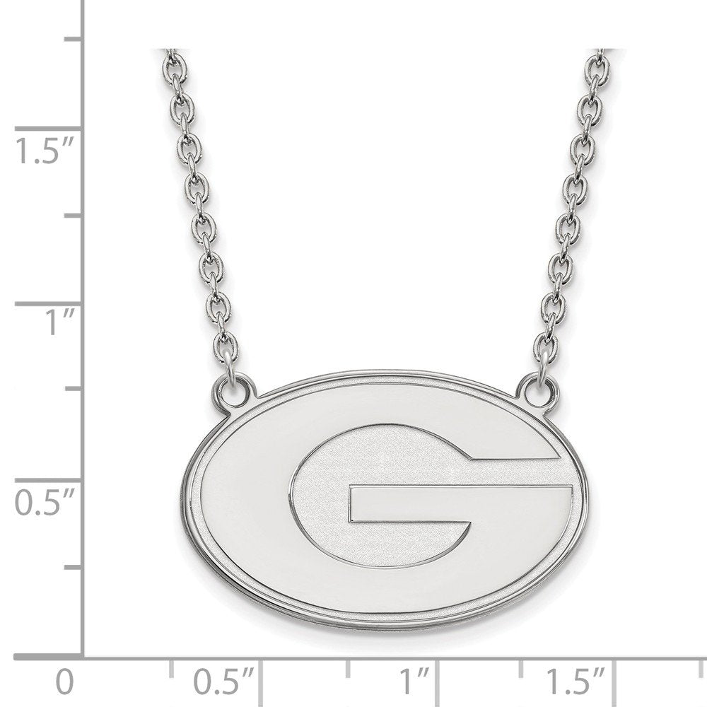 Sterling Silver Rhodium-plated LogoArt University of Georgia Letter G Large Pendant 18 inch Necklace QSS016UGA-18
