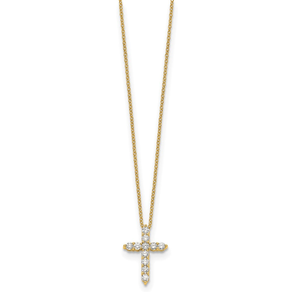 True Origin 14k 1/2 carat Lab Grown Diamond VS DEF 18 inch Cross Pendant Necklace