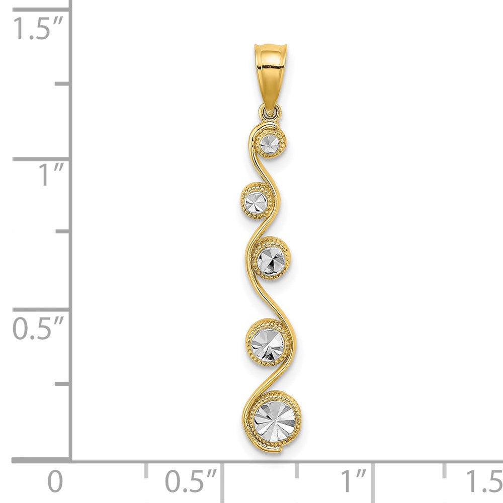 14K w/Rhodium D/C Diagonal Swirl Charm