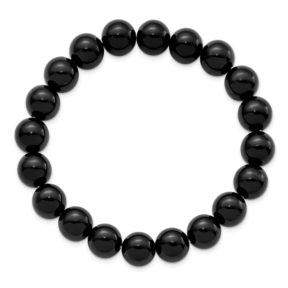 Black Agate Beaded Stretch Bracelet 6.5 inches