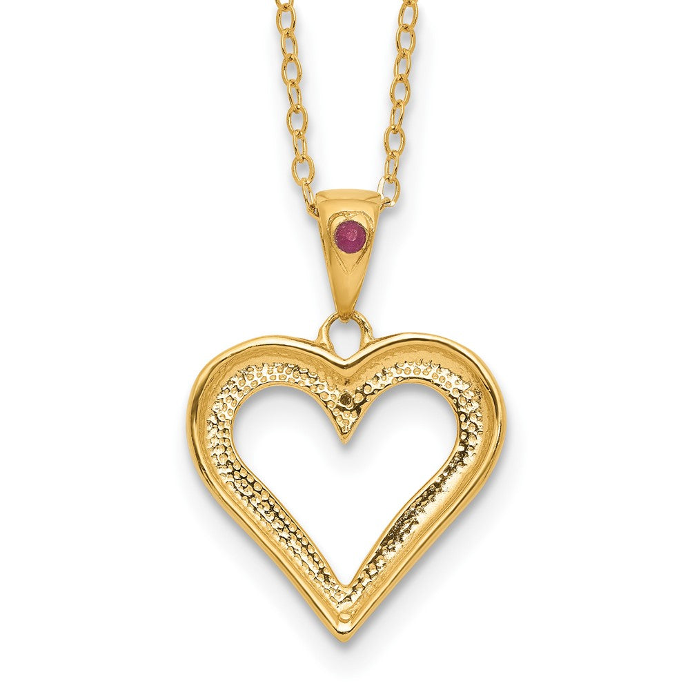 Diamond Fascination Diamond Mystique Sterling Silver 18K Gold-plated Diamond and Ruby Heart 18 Inch Necklace 36 Inches