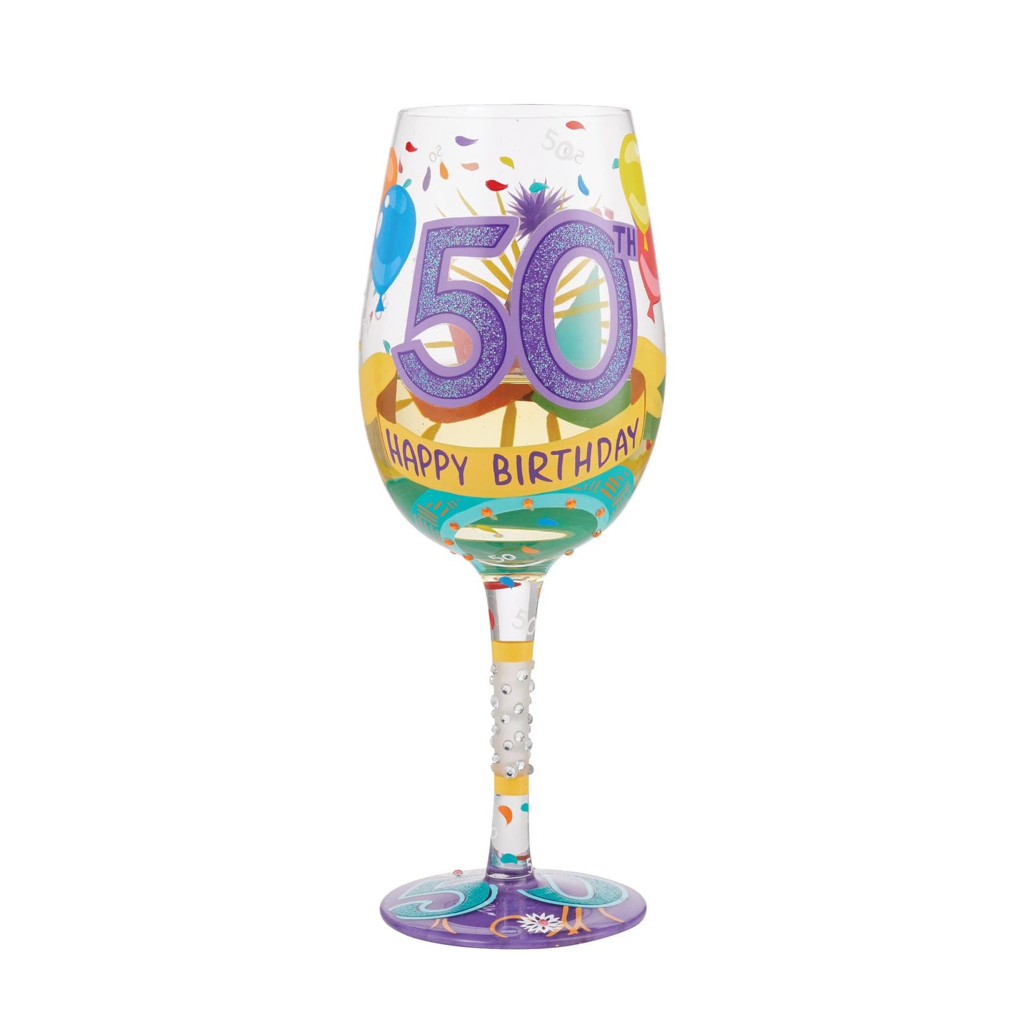 Lolita Happy 50th Birthday Wine Glass 9in H
