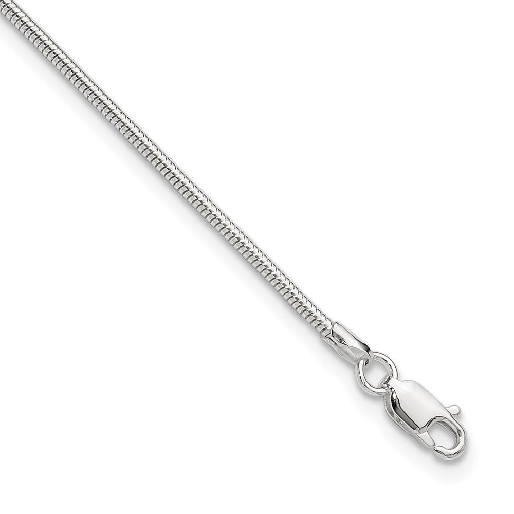 Sterling Silver 1.5mm Round Snake Chain 9in Plus 1in ext. Anklet 9 inches