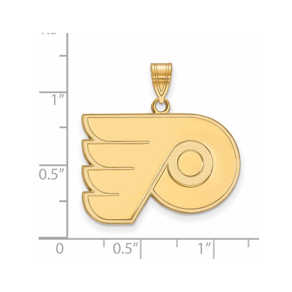 Sterling Silver Gold Plated NHL LogoArt Philadelphia Flyers Large Pendant