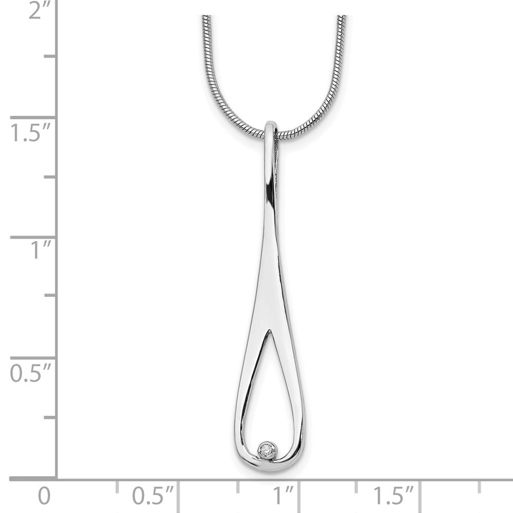 White Ice Sterling Silver Rhodium-plated 18 Inch Diamond Open Teardrop Necklace with 2 Inch Extender 18 Inches