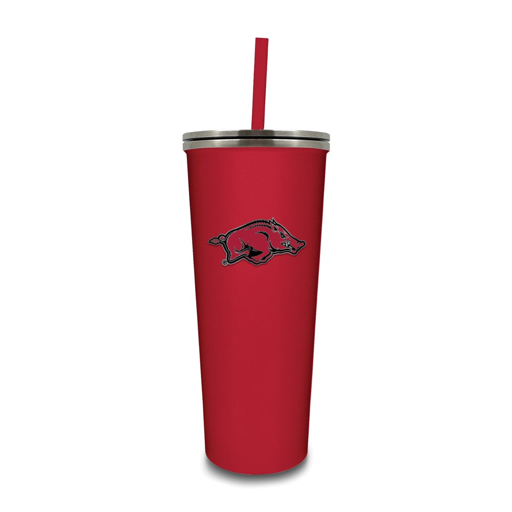 university of Arkansas Stainless Steel 24 ounce Skinny Tumbler with Straw