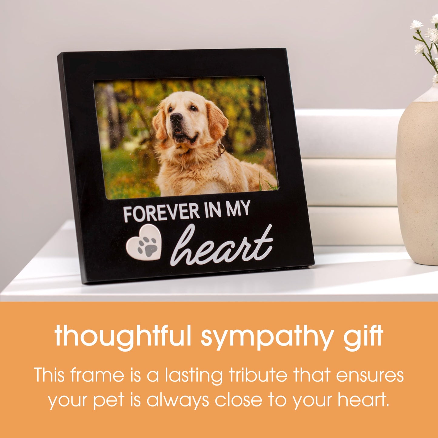 Black Wooden FOREVER IN MY HEART Pet Memorial Remembrance 4x6 Photo Frame Q-GM20984