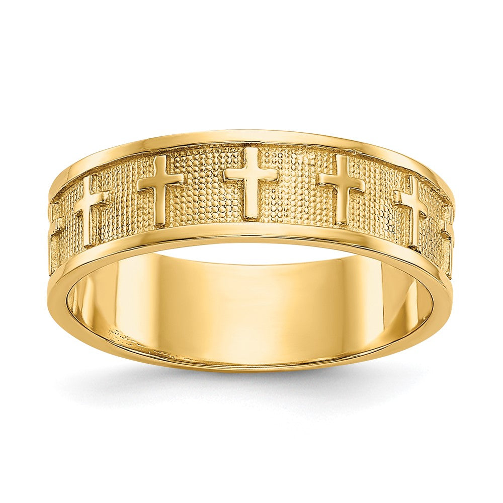 14k Polished & Satin Cross Band Size 5.75