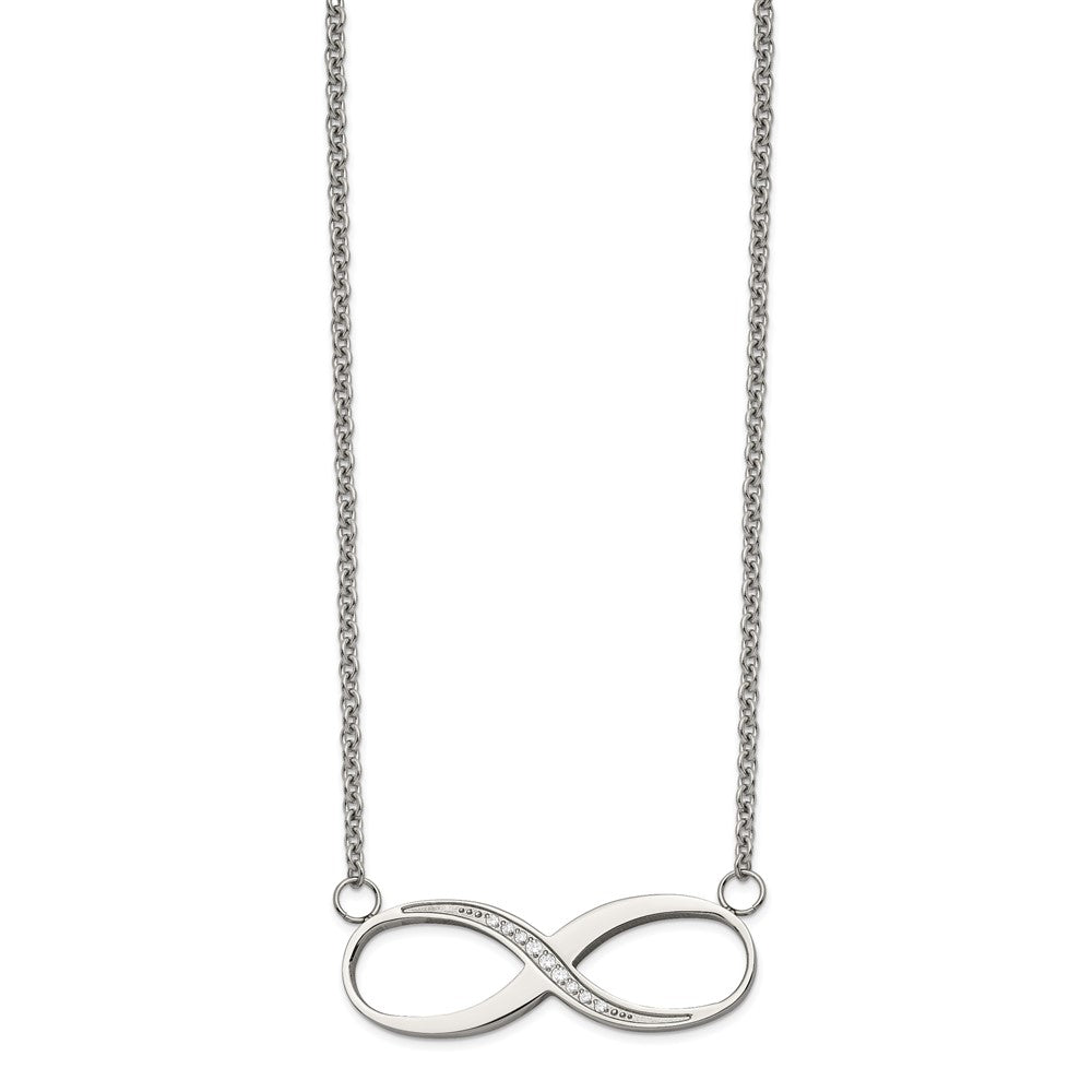 Stainless Steel Polished w/CZ Infinity 20in Necklace