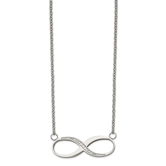 Stainless Steel Polished w/CZ Infinity 20in Necklace