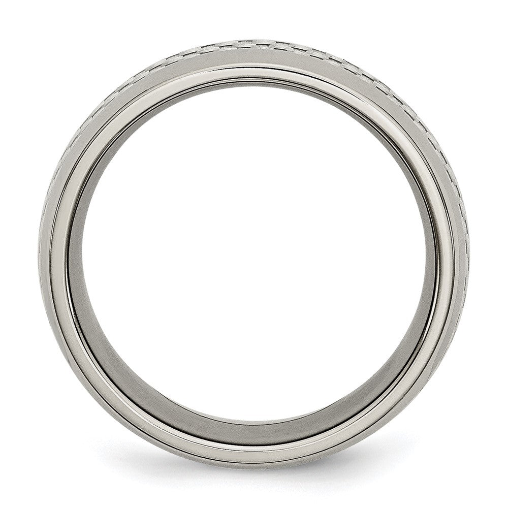Stainless Steel Polished w/ Grey Carbon Fiber Inlay 8mm Band Size - 9.5