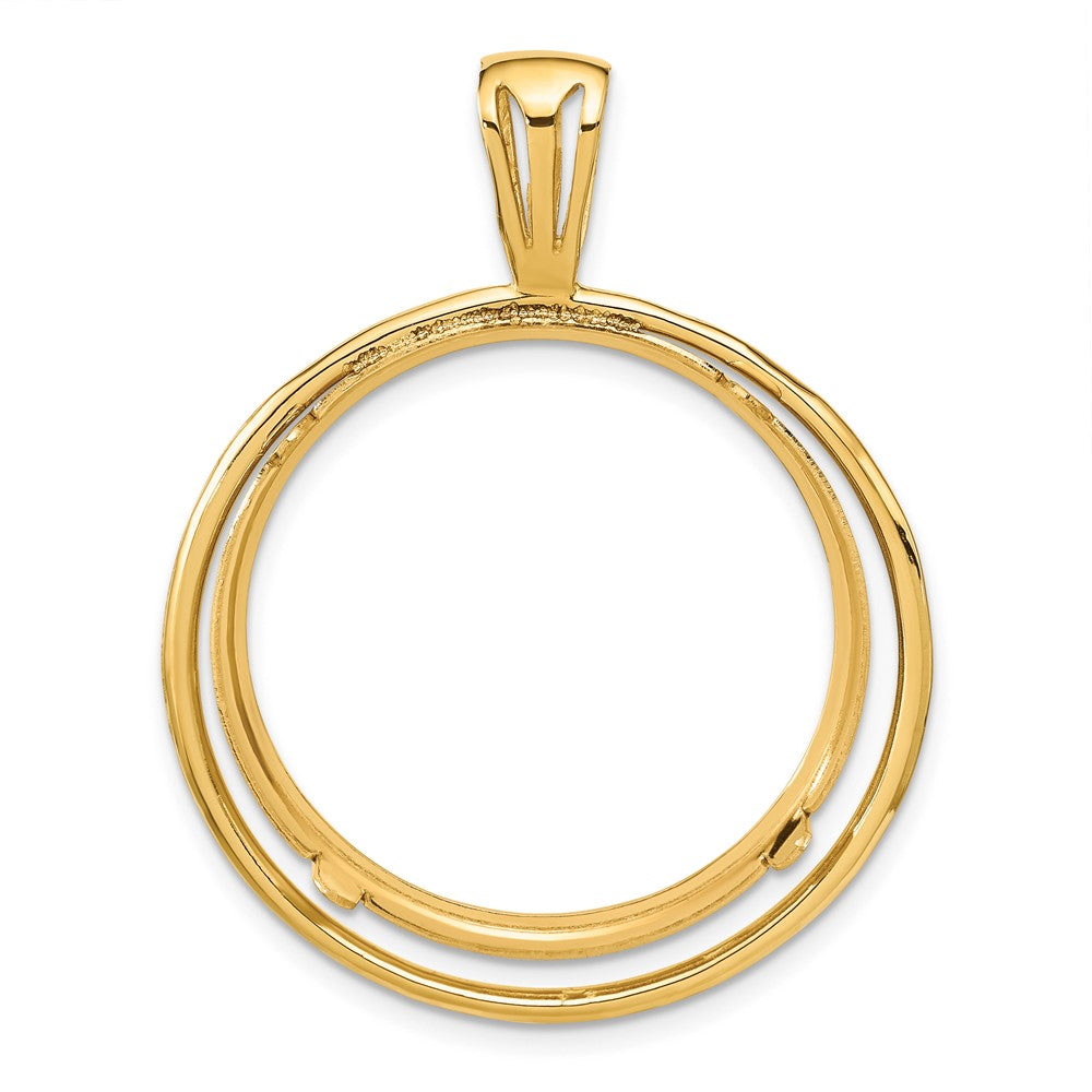 Wideband Distinguished Coin Jewelry 14k Polished Offset Double Circle 27.0mm Prong Coin Bezel Pendant