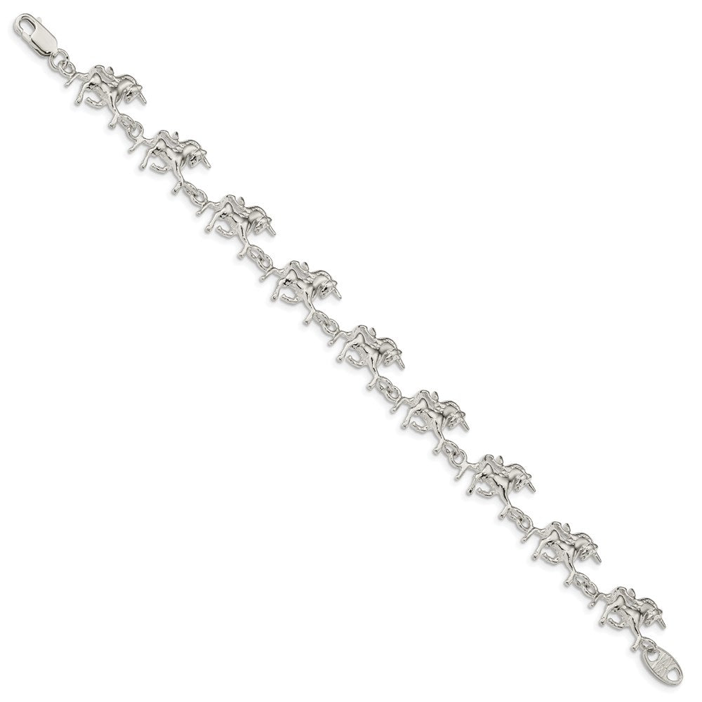 Sterling Silver Unicorns Bracelet 7 inches