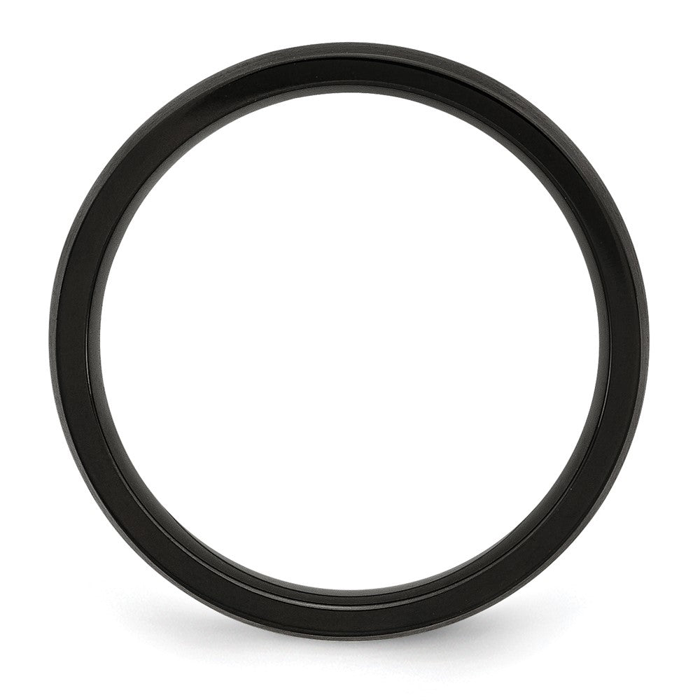 Stainless Steel 4mm Black IP-plated Brushed Band Size - 10