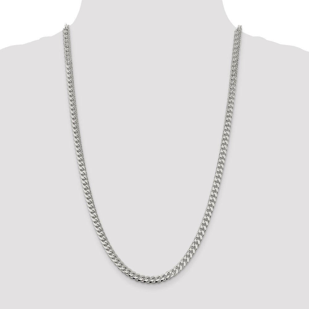 Sterling Silver 6mm Domed w/ Side D/C Curb Chain 26 Inches