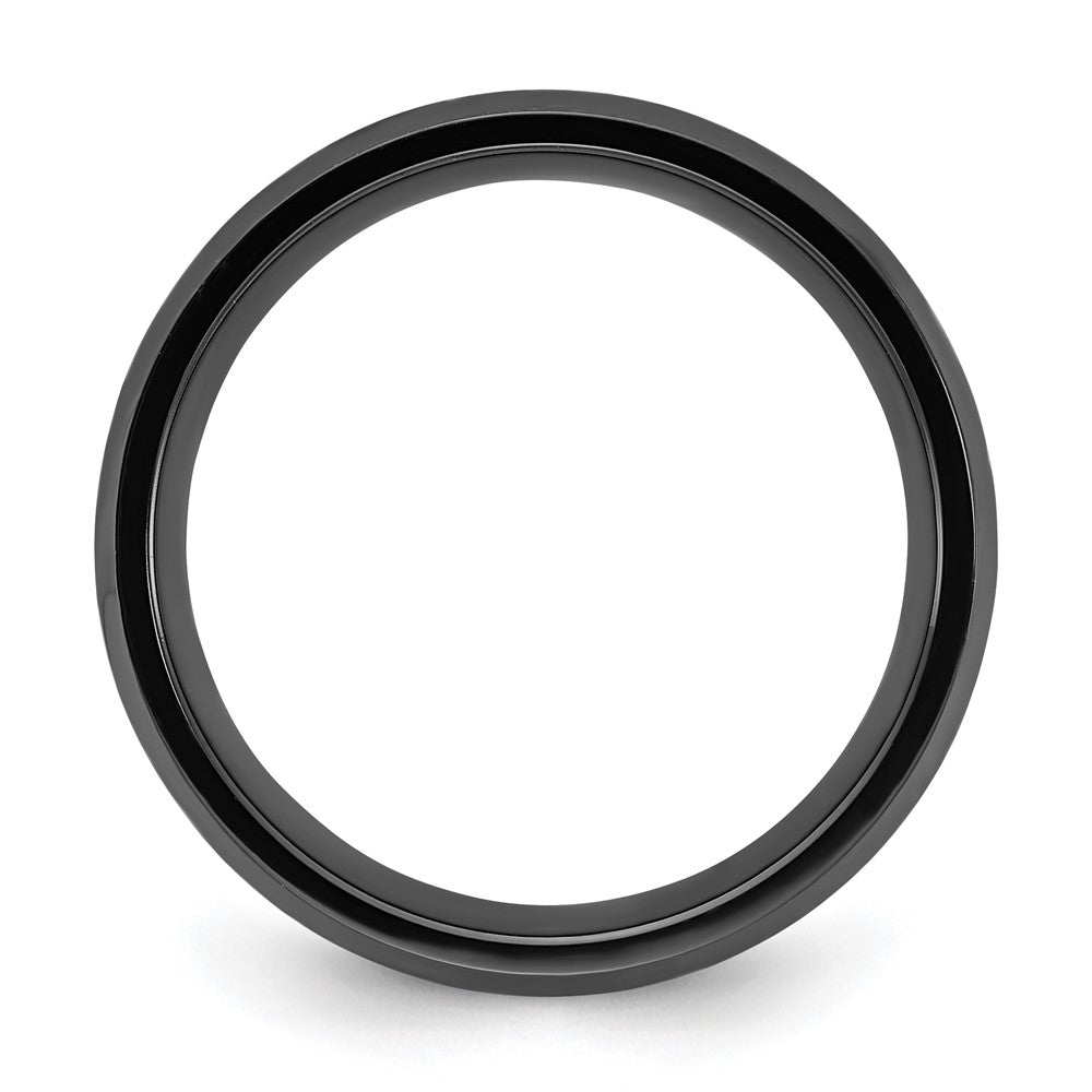 Black Zirconium Polished w/Black Carbon Fiber Inlay 8mm Band Size - 13