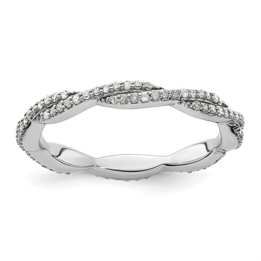 Sterling Silver Stackable Expressions Polished Diamond Ring Size -8