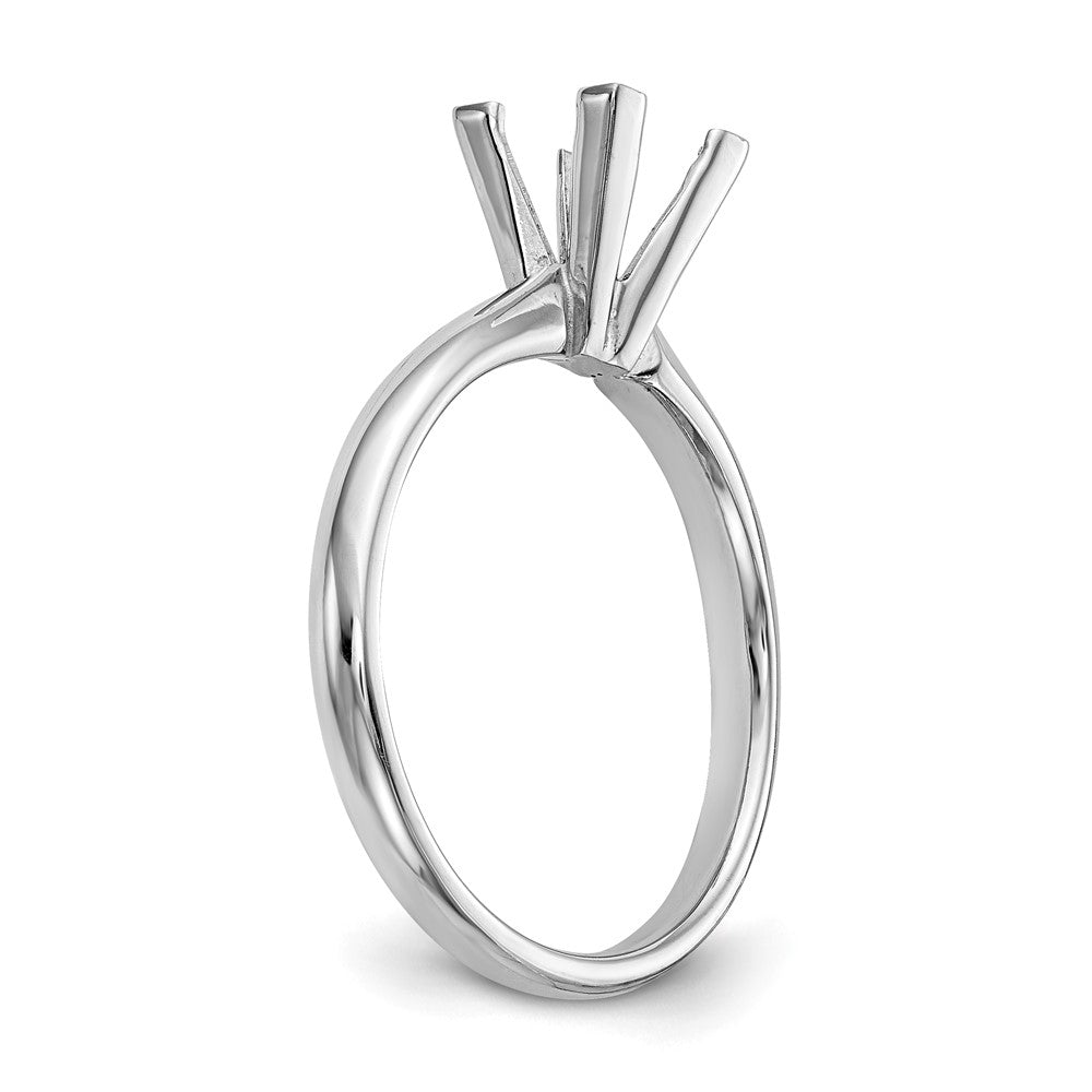 14k White Gold 4.5mm Medium-Weight Comfort-Fit V-End Princess Solitaire Ring Mounting