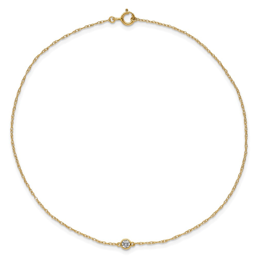10k Polished Bezel-set CZ 10 inch Anklet