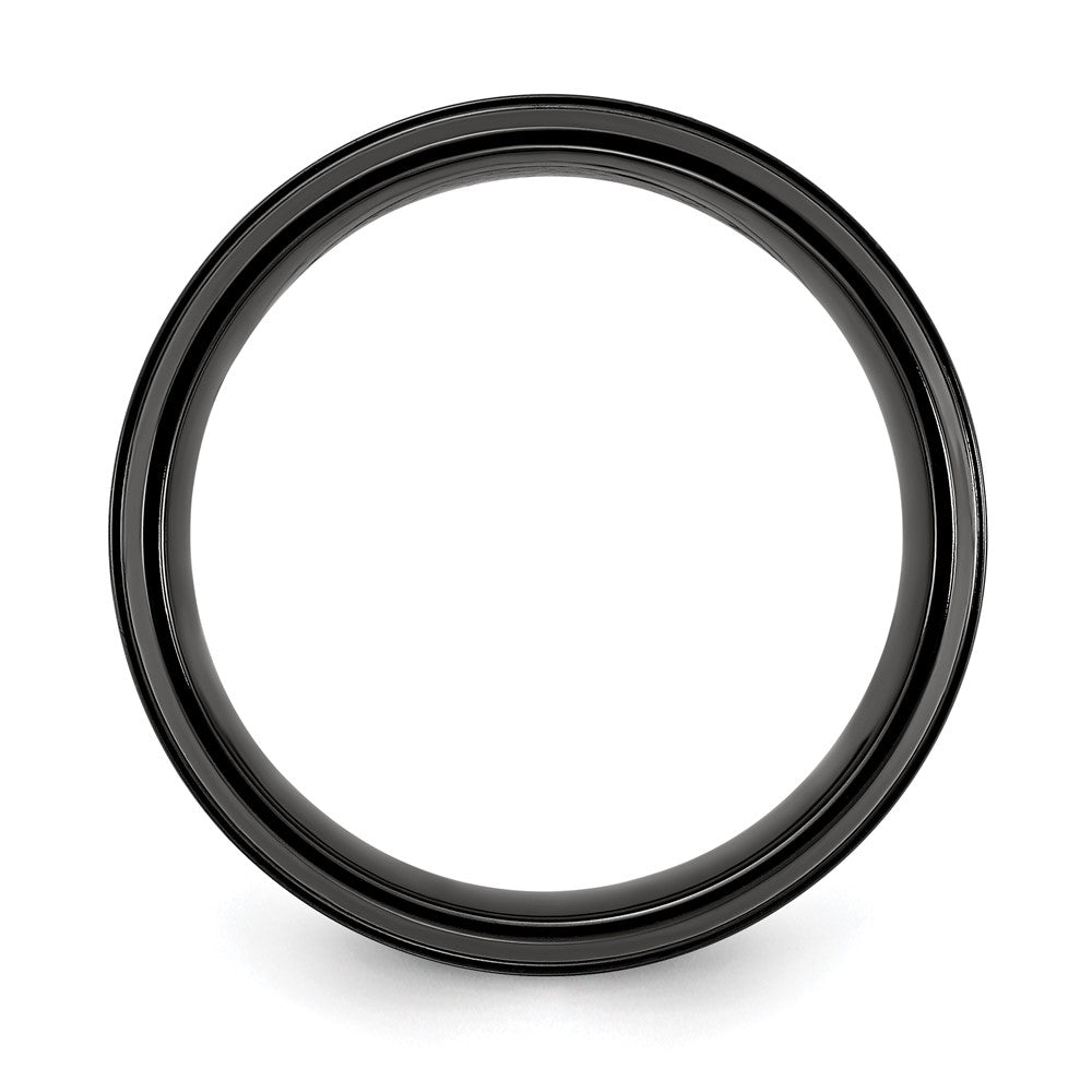 Black Titanium Polished with Grey Carbon Fiber Inlay 8.00mm Band Size - 12.5