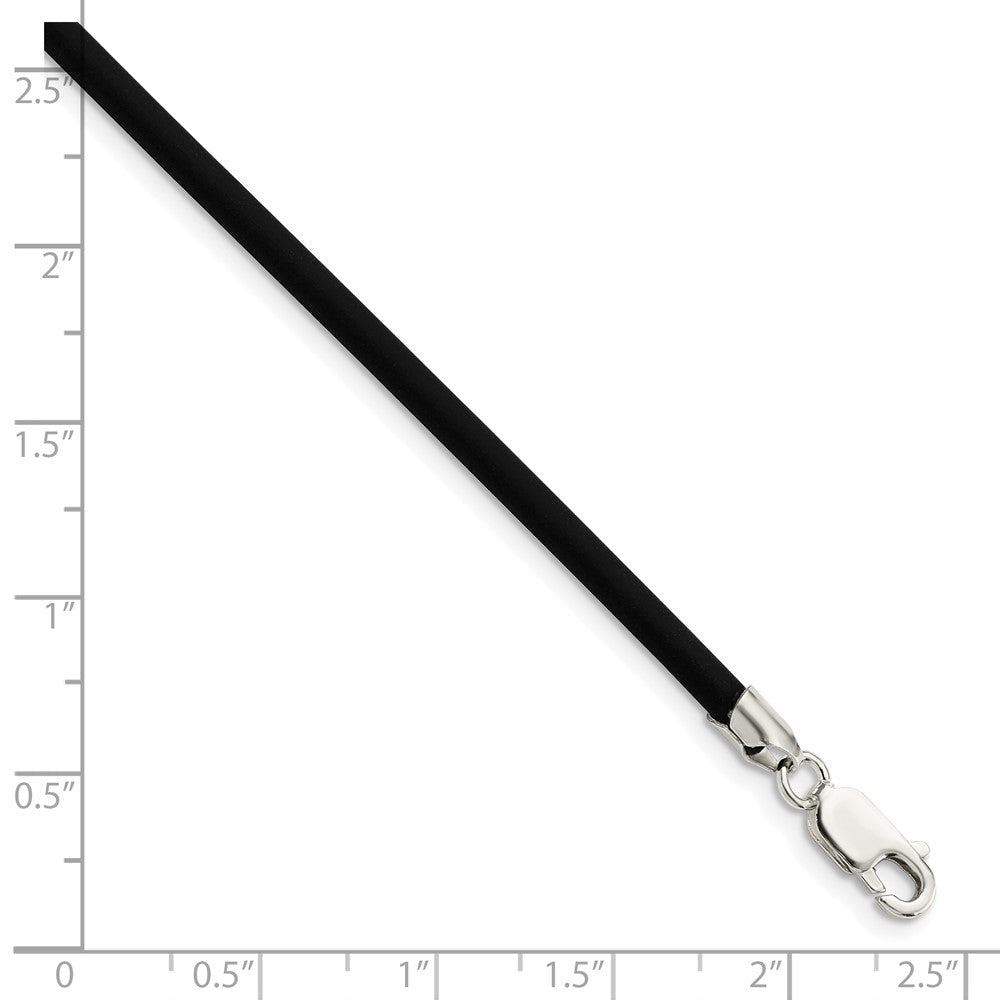 Sterling Silver 18inch 3mm Black Rubber Cord Necklace 18 Inches