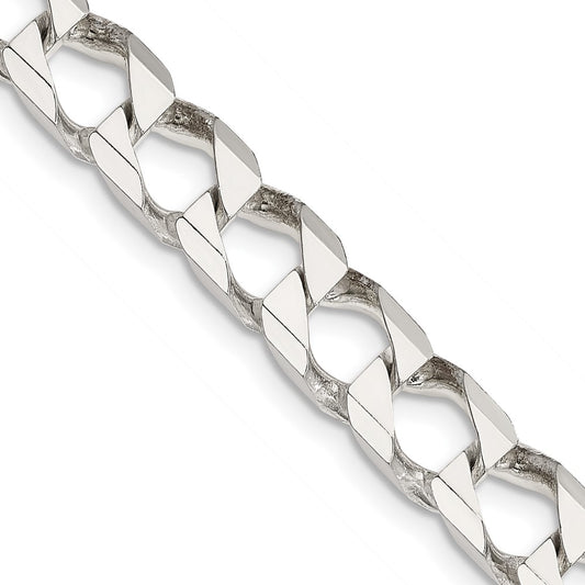 Sterling Silver 7.2mm D/C Square Curb Chain 26 Inches