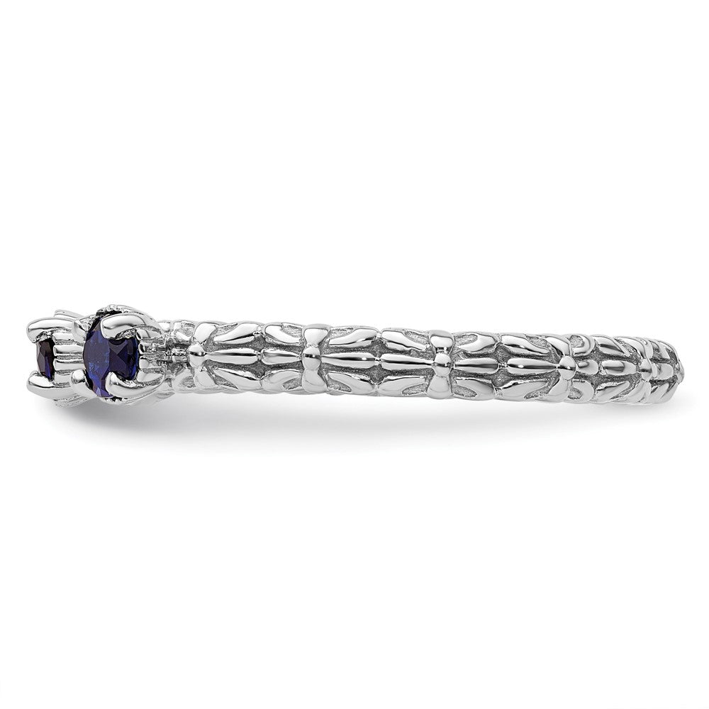 Sterling Silver Stackable Expressions Created Sapphire Three Stone Ring Size -8