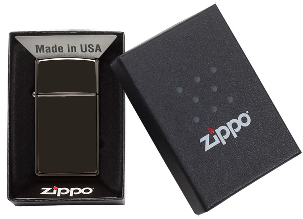 Zippo Slim High Polish Black Pocket Lighter