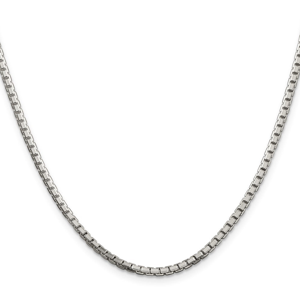 Sterling Silver 2.5mm 8 Sided Diamond-cut Box Chain 22 Inches