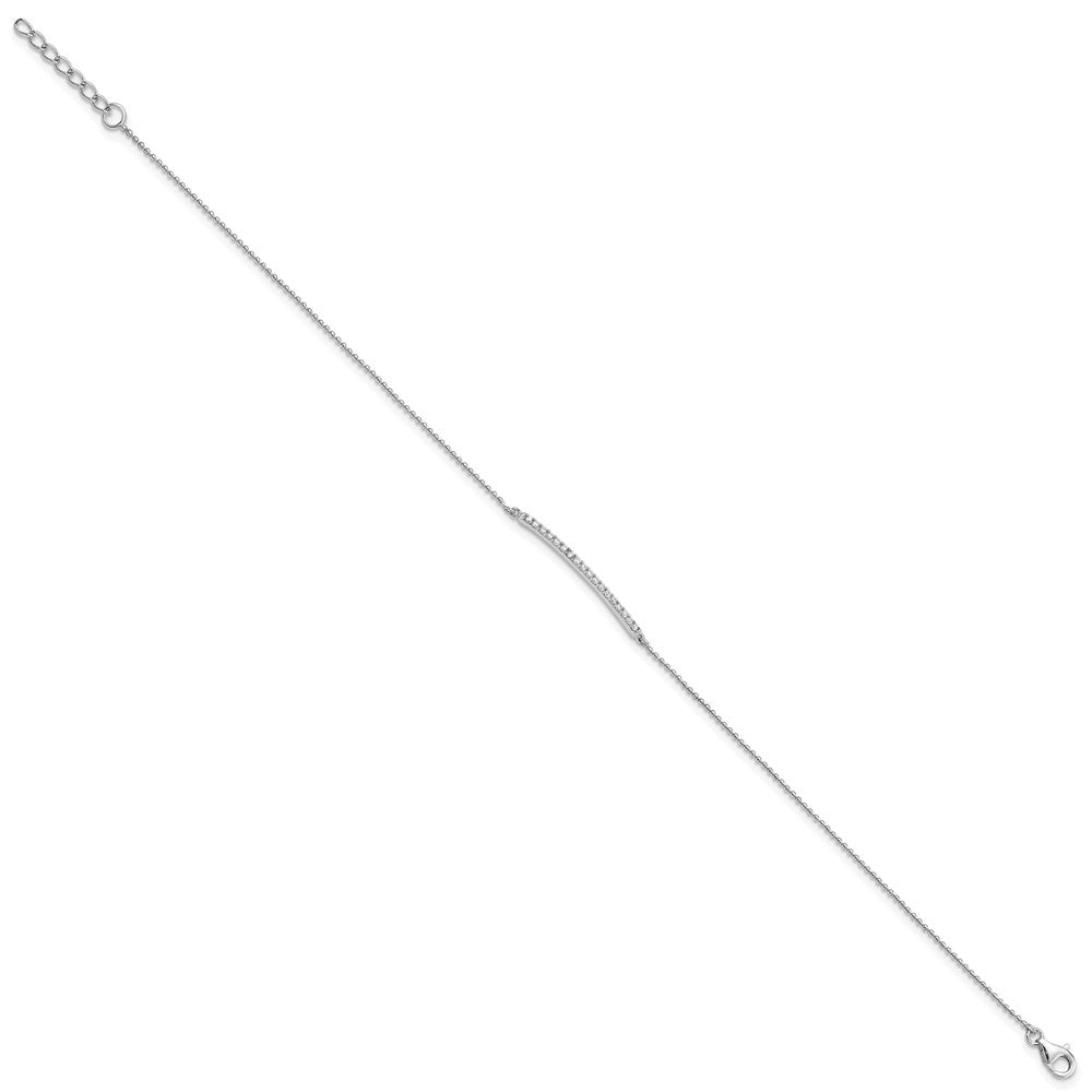 Cheryl M Sterling Silver Rhodium-plated Brilliant-cut CZ Bar 9.5 Inch Anklet with 1 Inch Extender 9.5 inches