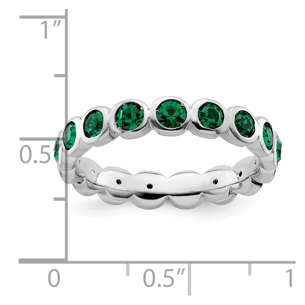 Sterling Silver Stackable Expressions May Crystal Ring Size -7